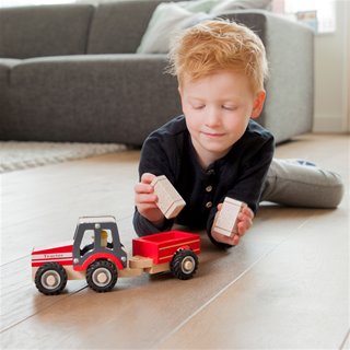 New Classic Toys - Traktor mit Anhänger und Heuballen